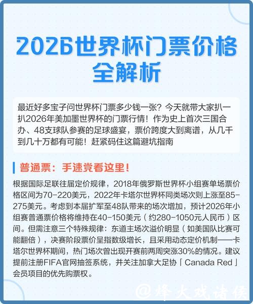 2026美加墨世界杯门票价格预测与分析 2026美加墨世界杯门票价格预测与分析